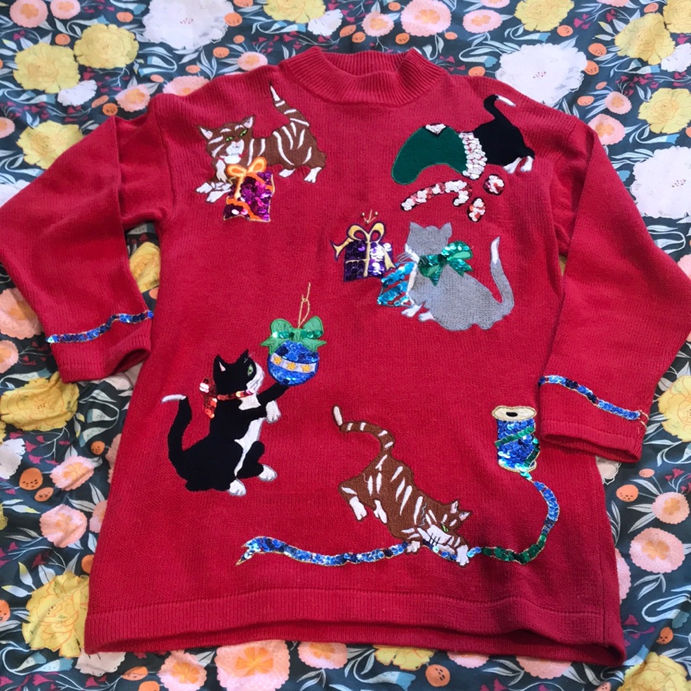Vintage Christmas Cat Dress